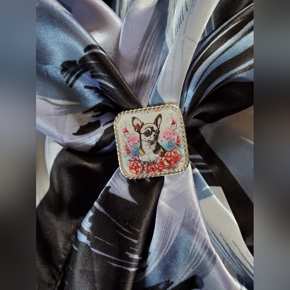 Western scarf slide,scarf slide bling concho, wild rag slides, chihuahua lover - Picture 3 of 3